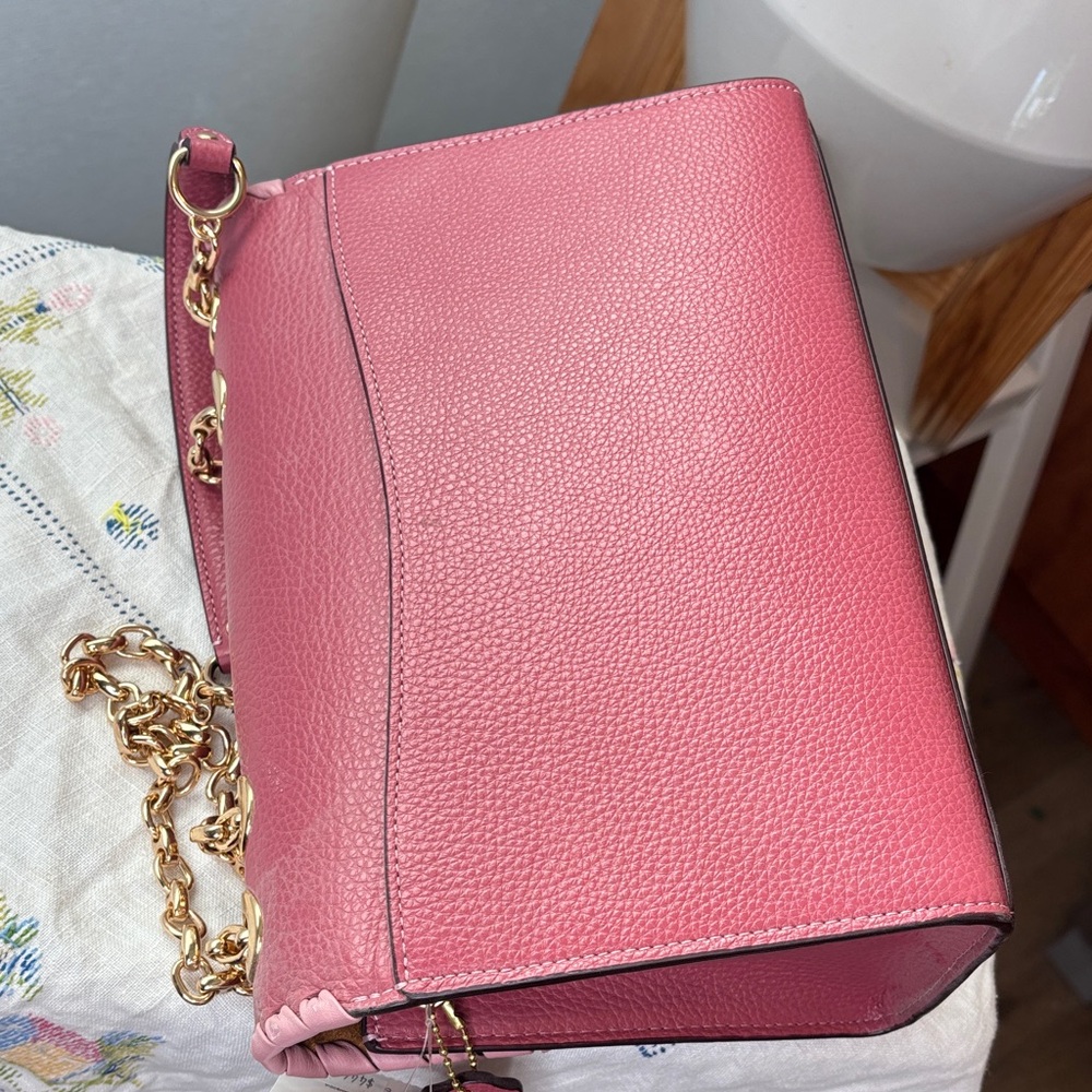 NWT Coach Lane shoulder bag in gold shell pink pebble leather purse - Picture 4 of 7